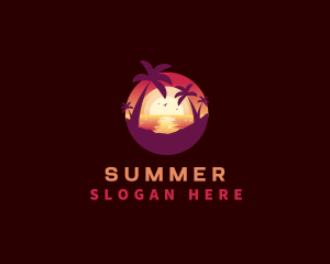 Sunset Vacation Beach logo design