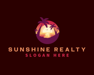 Sunset Vacation Beach logo design
