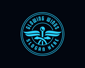 Caduceus Serpent Wings logo design