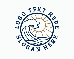 Emblem - Ocean Surfer Wave Emblem logo design
