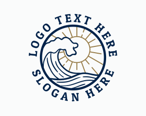 Hawaii - Ocean Surfer Wave Emblem logo design