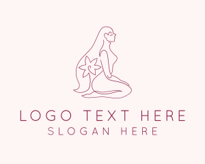 Self Care - Nude Woman Flower logo design