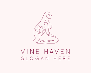 Nude Woman Flower logo design