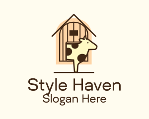 Cow Farm Barn House Logo