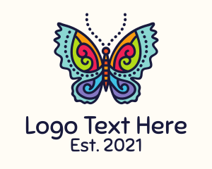 Crafty - Colorful Butterfly Craft logo design