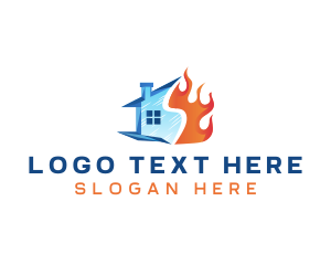 Fire - House Ice Flame logo design
