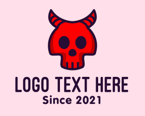 Skeleton - Red Devil Skull logo design