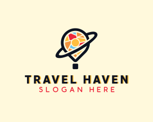 Pin Location Travel Destination logo design