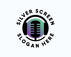 Vlogger - Headphones Microphone Podcast logo design