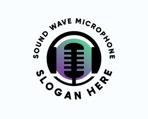 Headphones Microphone Podcast logo design