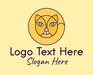 Kitten - Yellow Circle Cat logo design