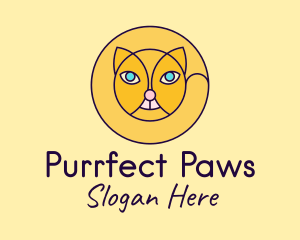 Yellow Circle Cat logo design