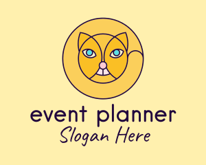Animal - Yellow Circle Cat logo design