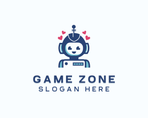 Video Games - Cute Love Robot logo design