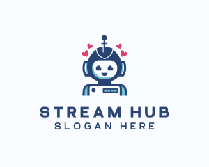 Livestream - Cute Love Robot logo design
