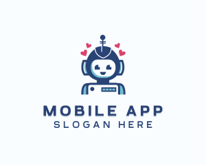 Dating App - Cute Love Robot logo design