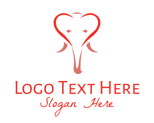 Lover - Outline Elephant Heart logo design