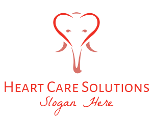 Outline Elephant Heart  logo design