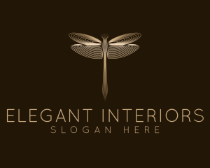 Elegant Gold Dragonfly logo design