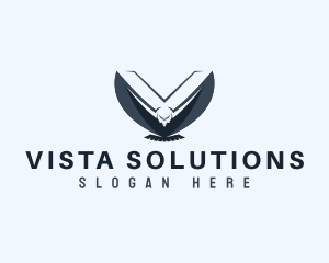 Flying Falcon Bird Letter V logo design