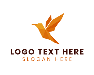 Paper - Hummingbird Origami Art logo design