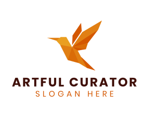 Hummingbird Origami Art logo design