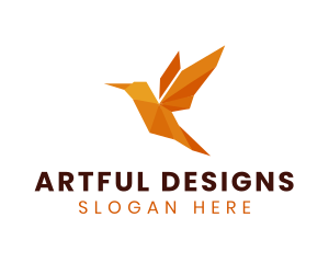 Hummingbird Origami Art logo design