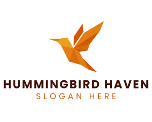 Hummingbird Origami Art logo design