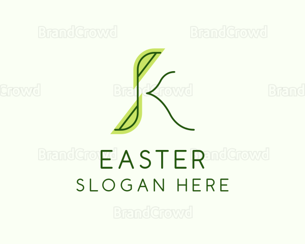 Green Leaf Letter K Logo