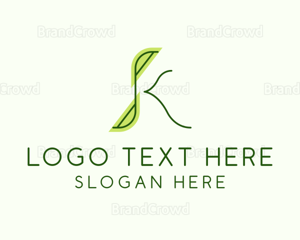 Green Leaf Letter K Logo