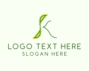 Venture - Green Leaf Letter K logo design