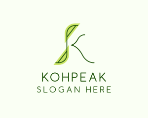 Green Leaf Letter K logo design