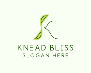 Green Leaf Letter K logo design