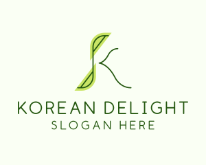 Green Leaf Letter K logo design