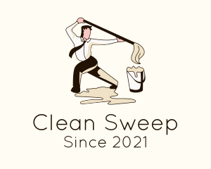 Janitor - Janitor Man Cleaning logo design