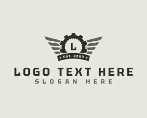 Mechanic - Cog Gear Wings logo design