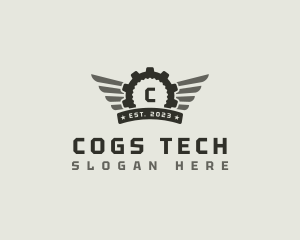 Cog Gear Wings logo design