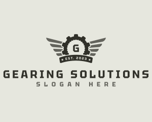 Cog Gear Wings logo design