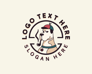 Smoking Pipe Dog Pet Logo