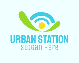 Station - Router Internet Wifi logo design
