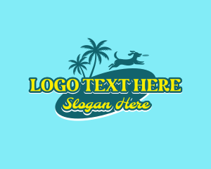Palm Tree - Retro Beach Dog logo design