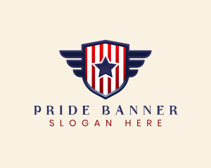 Wing Shield Flag logo design