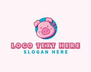 Fun - Cute Pig Animal logo design