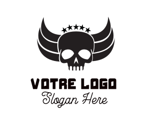 Heavy Metal - Skull Five Star Wings logo design