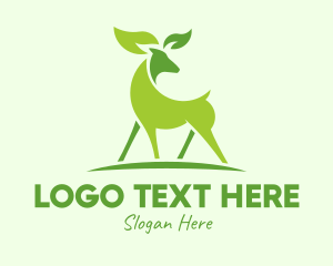 Deer - Deer Eco Leaf Sustainability logo design