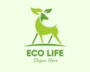 Deer Eco Leaf Sustainability  logo design