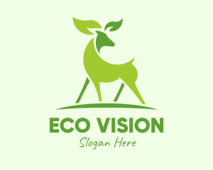 Deer Eco Leaf Sustainability  logo design