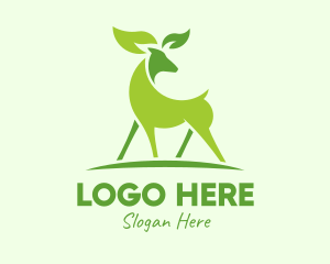 Wildlife Center - Deer Eco Leaf Sustainability logo design