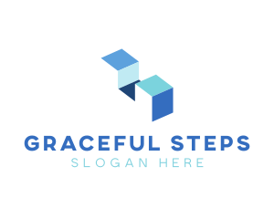 3d Cube Stairs logo design