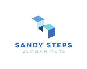 3d Cube Stairs logo design
